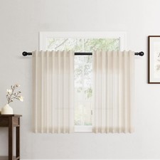 Jowels Flax Linen Beige Curtains 48 inches 52"W x 48"L Pack of 2 ,