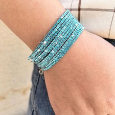 5pcs Trendy Rhinestone Crystal Elastic Bracelets For Women Stretch Wristband Wed