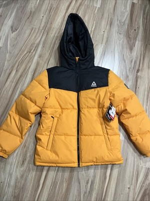 Reebok Outerwear Reversible Quilted Puffer Jacket Men s Small Orange Black New