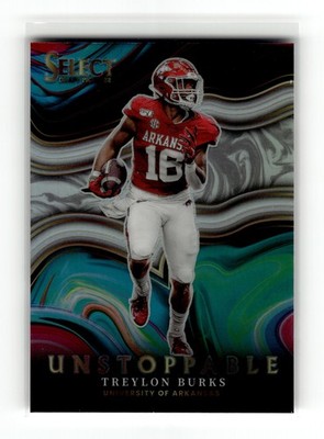 Treylon Burks 2022 Panini Select Draft #US-TB Razorbacks Unstoppable Silver RC