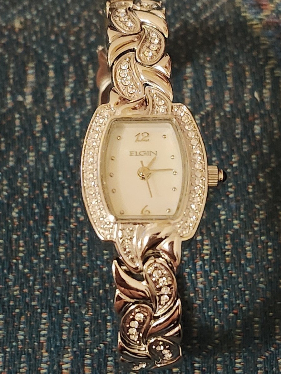 Ladies formal ELGIN watch Silvertone band & case with  display picture 2