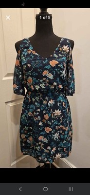 H&M Divided Floral Sleeveless dress Navy Multicolor Size 2-XS  100% Polyester