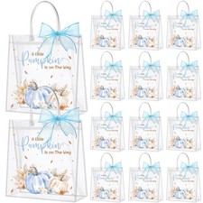 24 Pcs Blue Pumpkin Thanksgiving Baby Shower Clear Gift Bags a Little Pumpkin...