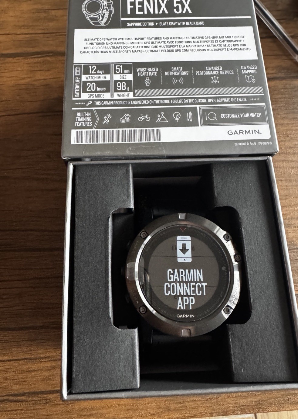 Garmin Fenix 5X Multisport GPS Watch Slate Gray Sapphire  010-01733-01