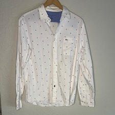 Tommy Hilfiger White Slim Fit Shirt Stars Patriotic USA Summer Vacation July 4th