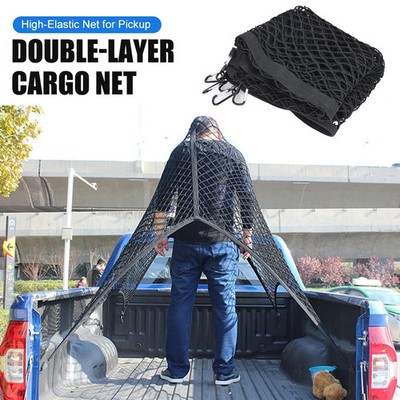 Reflective Cargo Net for Truck Pickup Bed Latex Elastic Cargo Luggage Storage Or