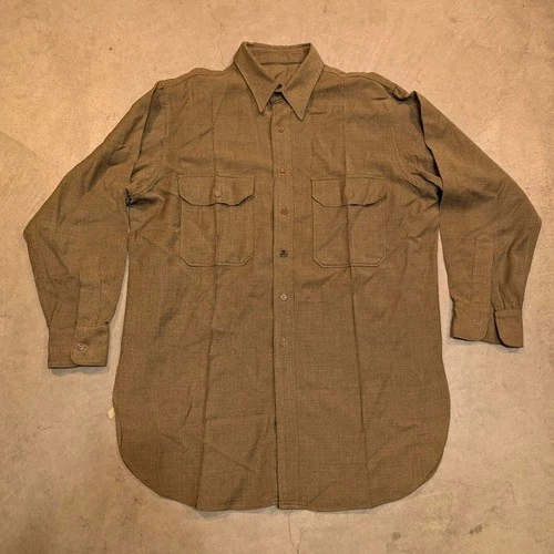 VTG WWII Era Uniform Shirt Button Up Long Sleeve Flaws