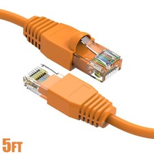 5FT Cat6A RJ45 Ethernet LAN Network UTP Patch Cable Copper Gold 24AWG Orange