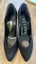 Amano/Reyers vintage Elegant Black Heels shoes, genuino leather, size 6