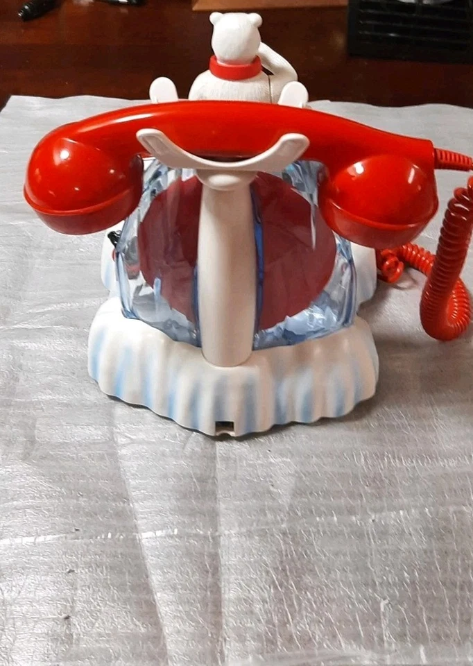 Teléfono de colección Coca Cola Polar Bear novedad teléfono fijo telefónico animado Foto 4 de 4
