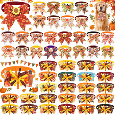 50 Pcs Fall Dog Bow Tie Bulk Thanksgiving Pet Collar for Dog Cat