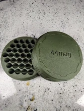 44 mag Ammo Box Holds 37=Cartridges. Lid Screws On. Green  3d Printed. Stackable