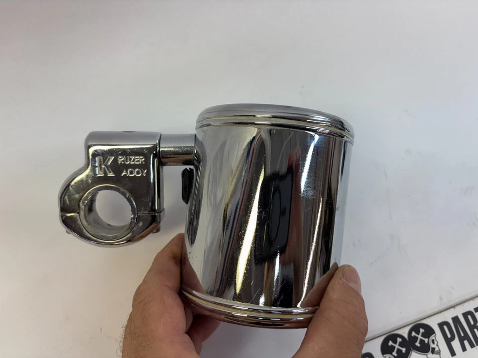 Braçadeira de guidão cromada Harley Kruzer Kaddy porta-garrafa copo bebida suporte - Imagem 2 de 4