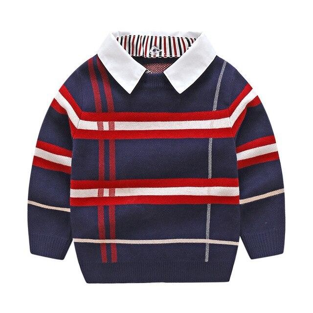 Vêtement chaud garçon pour l'école pull manches longues en maille douce - 3