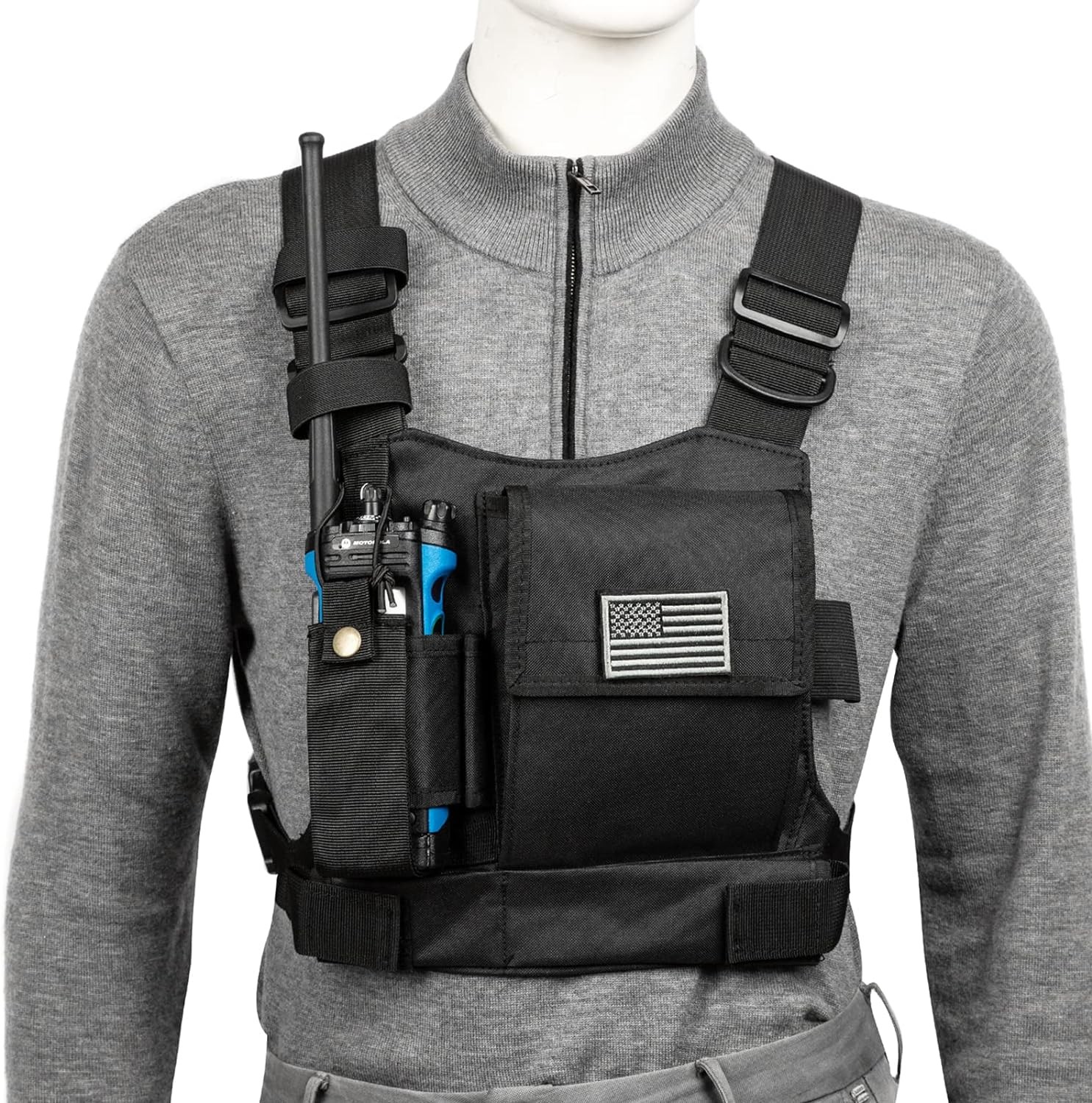 Radio Chest Harness with Reflective Strips Shoulder Holster Radio Vest Holder Tw