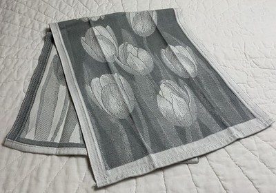 Kitchen Show Towel Or Table Runner, Woven, Tulips, Sweden, Grey & White