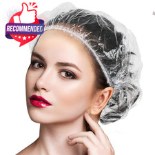 Disposable Shower Caps 50 Pack Large 20in Clear Waterproof PE Bath Cap Unisex