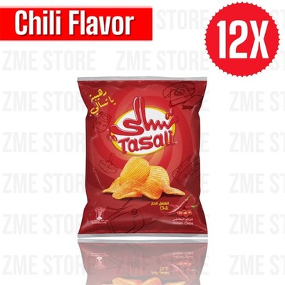 12X Tasali Potato Chips Chili Halal 12g تسالي شيبس الفلفل الحار
