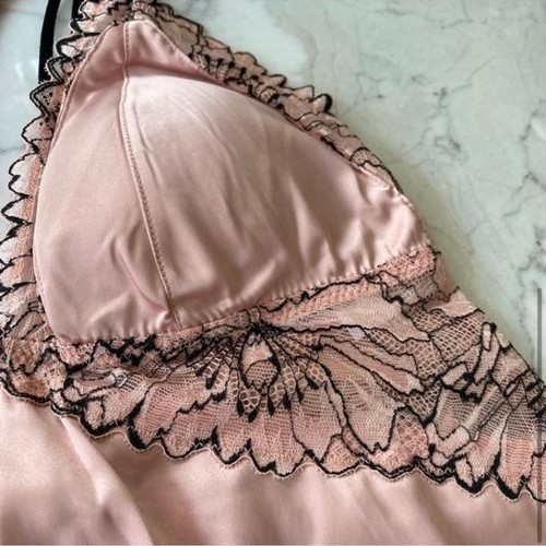AUDEN Lingerie Dress Blush Pink and Black Floral Lace Size Large - Picture 4 of 6
