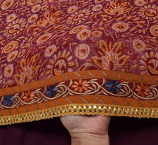 Sushila Vintage Purple Saree 100 Pure Georgette Silk Printed Floral Craft Fabric