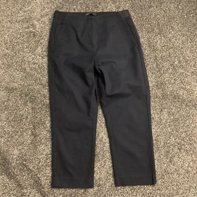 MS Collection Womens High Waisted Trousers Dark Navy Smart Crop Pants UK 10 30w