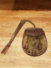 Vintage Sporran Semi Dress Leather Fur Tassles Chain Strap R W Forsyth Scotland