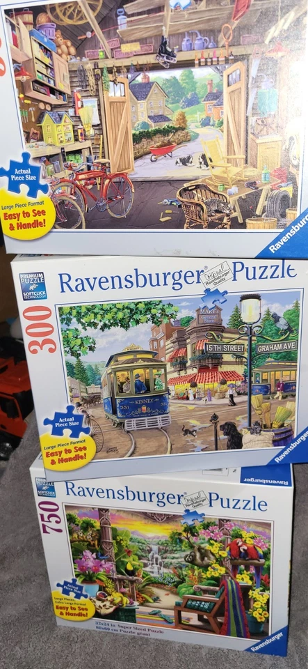 Lot Of 3 Ravensburger Jigsaw Puzzle 750 pc Large Format (2) 300 Pc - Image 3 of 4
