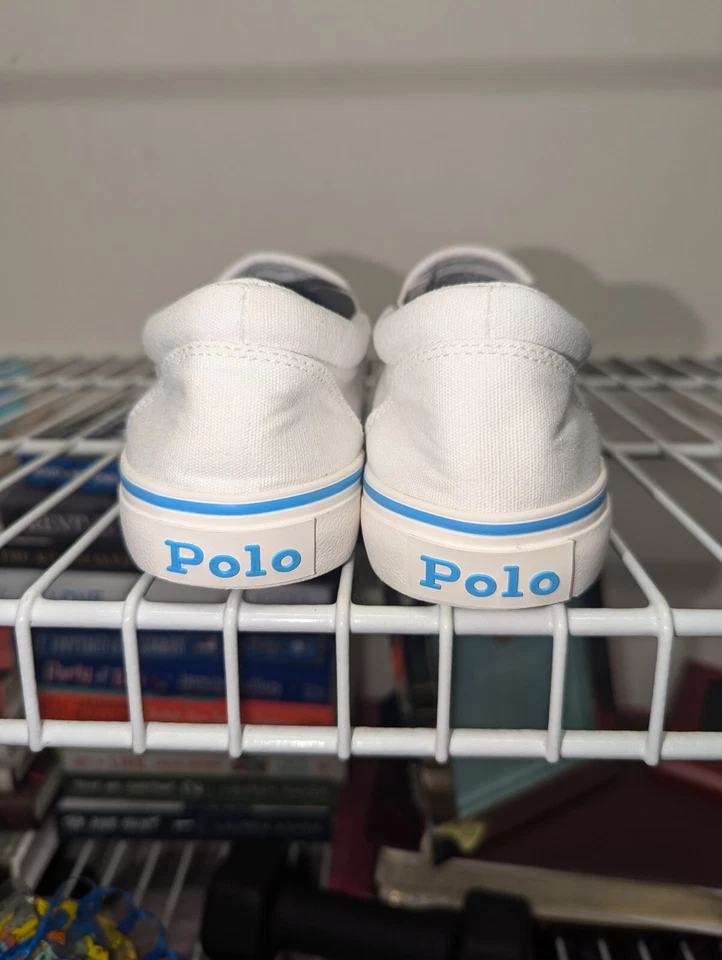 Polo Bear Ralph Lauren Lona Barco Sin Cordones Blanco Zapatilla Talla 4 Jr Mocasín Niños Foto 4 de 4