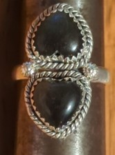 Natural Black Sheen Obsidian Ring New Sterling Silver Brand New sz 9