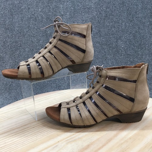 Rockport Cobb Hill Sandals Womens 11 M Gabby Gladiator Lace Up Zip Brown  Leather | eBay
