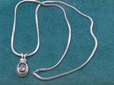 23" Long BOMA Sterling Silver Necklace & Matching Smoky Quartz Pendant, 1.25x.3"
