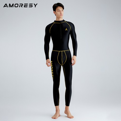 AMORESY Men's Glitter Shiny Tracksuits One Piece Sports Surfing Zipper Jumpsuits - Picture 19 of 20