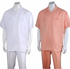 Men's Fashion TWO PIECE SET, SHORT SLEEVES WITH LONG PANTS Solid Color M2963