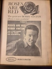 Bobby Vinton Roses Are Red Rare Original Promo Poster Ad Framed!