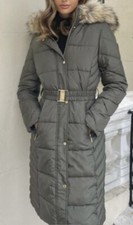 Lipsy Long Line Puffer Coat Khaki Size 12