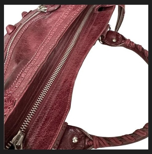 Balenciaga City distressed leather shoulder bag DARK RED/MAROON/CRANBERRY color - Picture 15 of 20