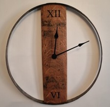 Whiskey barrel hoop stave wall clock # Oak 