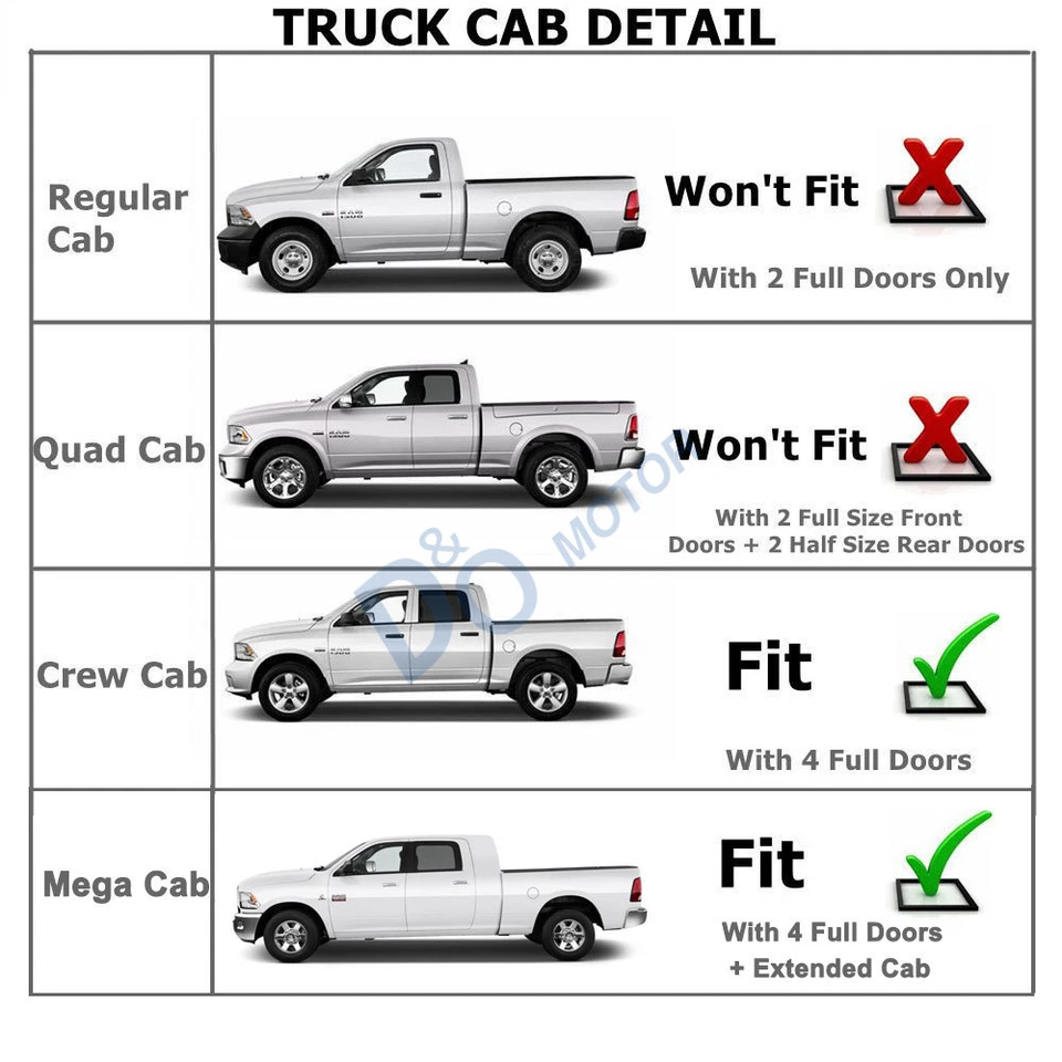 For 09-24 Ram 1500 2500 3500 Crew/Mega Cab Window Visors Acrylic Sun Rain Guard - Image 3 of 4