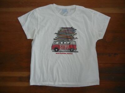 CRAZY SHIRT White NORTH SHORE HAWAII SURF T-SHIRT Summer Beach Board Women's XXL
