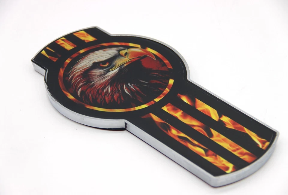 Emblema logotipo grade capuz insetos Kenworth American Bald Eagle Flames 8" - Imagem 4 de 4