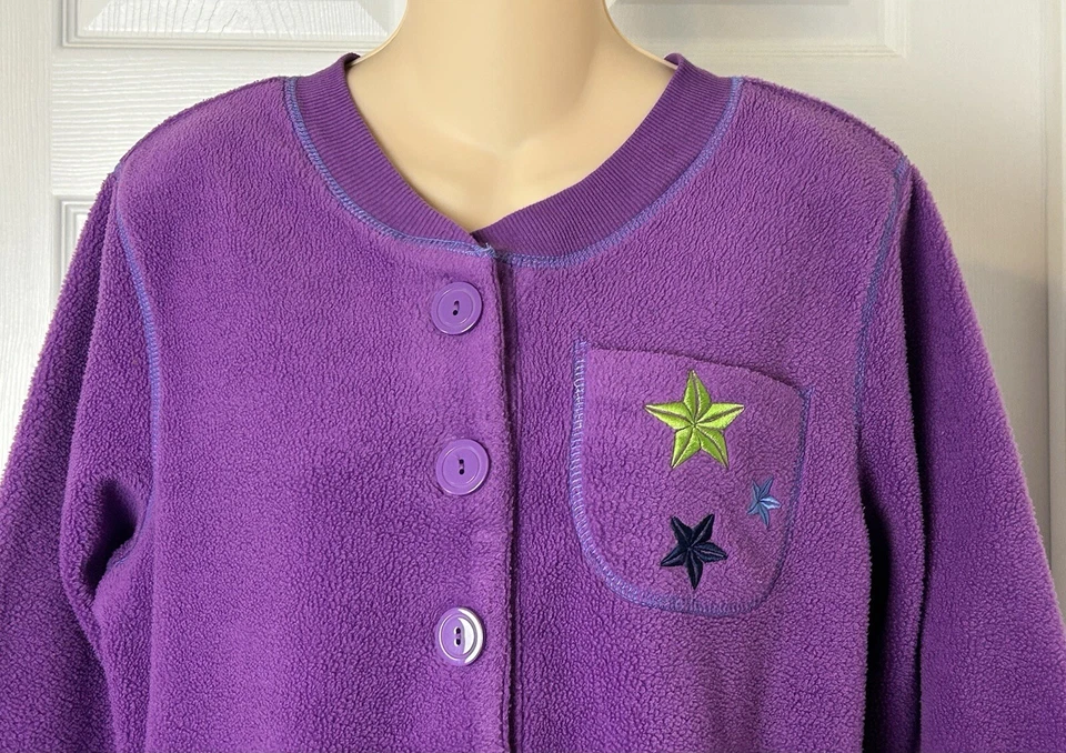 Vintage Stan Herman Fleece Nightgown Womens Small Purple Cozy Loungewear - Image 2 of 4