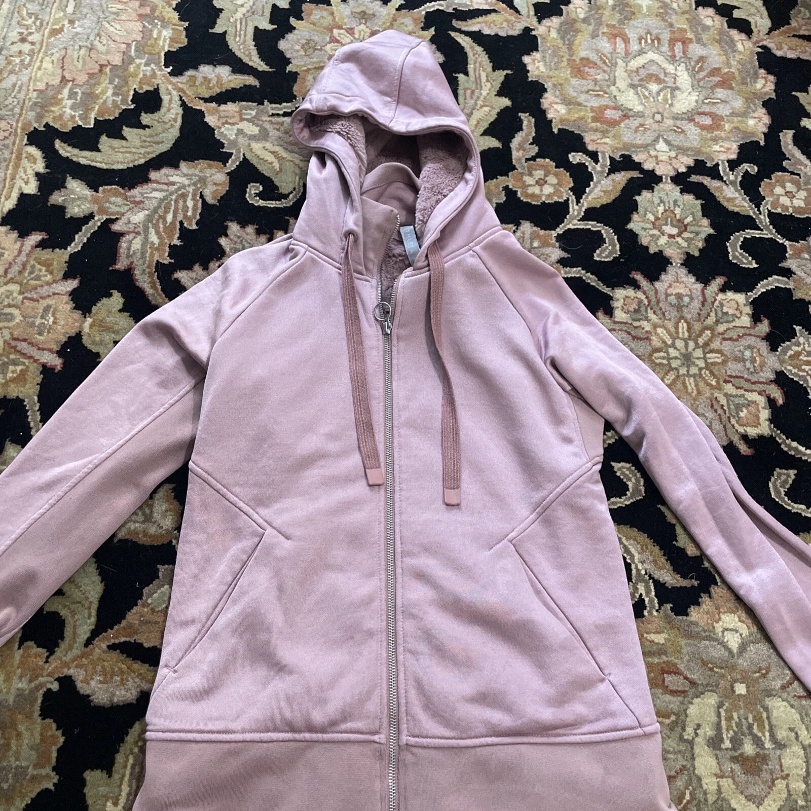 Athleta Womens Sherpa Lined Hoodie Sweatshirt Jacket Triumph Luxe Shine Mauve