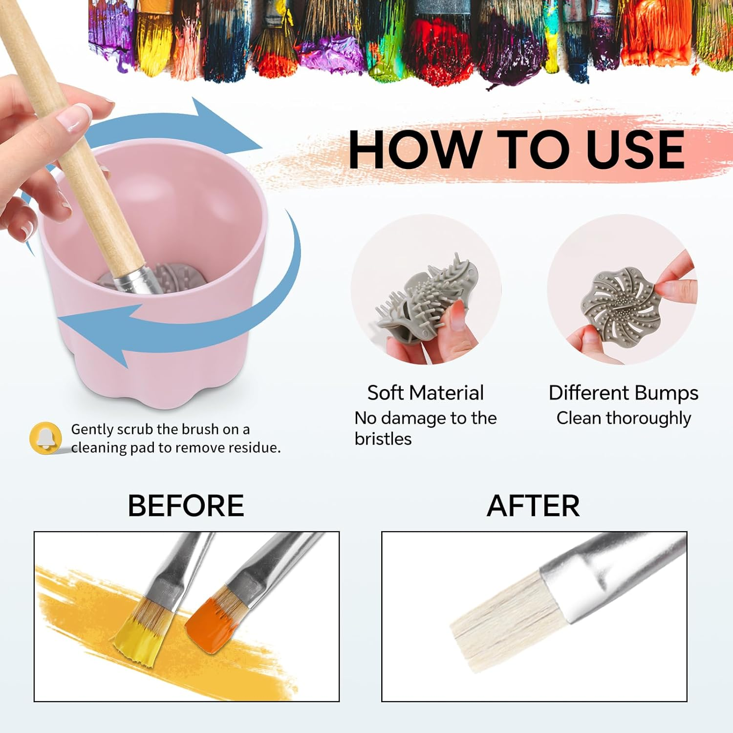 Portable Paint Brush Cleaner Rinse Cup, 3In1 Mini Paint Brush Cleaner