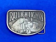 Vintage Raleigh Lights Cigarette Trucker Trucking Cigarettes Belt Buckle