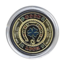 Card Guard - Horseshoe Clover Leaf Shamrock Good Luck GOLD Poker Protector *