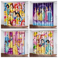 Kinder 3D Disney Prinzessin Vorhänge Ösen Mädchen Verdunklung Vorhang Gardine 2x