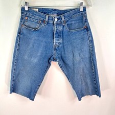 Levis Premium 501 Jean Cut Off Jean Shorts Mens Size 31 Blue Button Fly Vintage