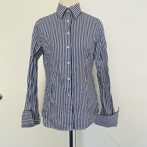 Rhodes & Beckett Size 8 Shirt Fitted Shirt Striped 100% Egyptian Cotton Business - Picture 7 of 17