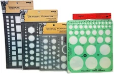 NEW Chartpak Timely Pickett General Purpose Square Circle Plastic Template Lot