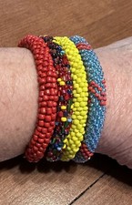 Handmade glass beaded bangle Bracelet Made in NEPAL set of 4 roll on bracelets